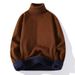 Men's Fleece-Lined High Neck Sweater – Winter Thermal Knit Pullover, Soft Acrylic Blend (Black/White/Burgundy/Camel/Beige/Grey/Caramel, M-4XL)_viptrois.com