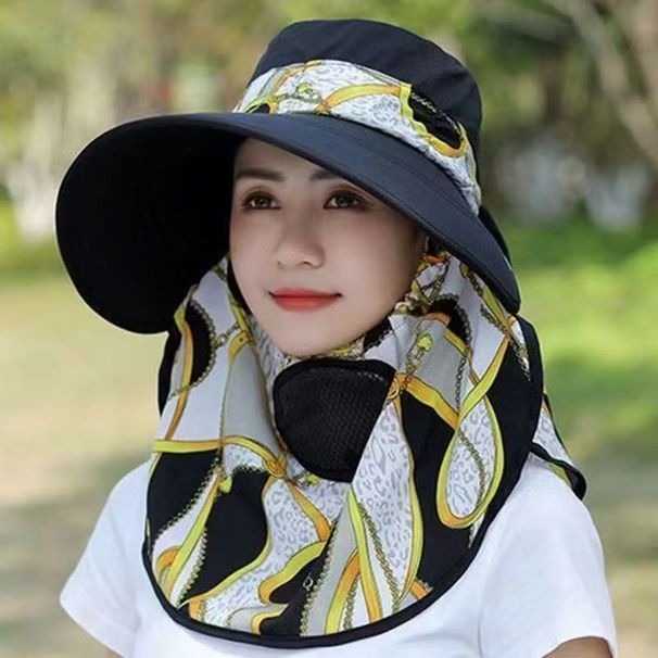 Summer New Women's Sun Sunshade And Face Shield, Integrated With Shawl, Tea Picking Hat, Outdoor Farm Busy Mask Hat_viptrois.com