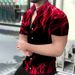 Men's Clothing Casual Short Sleeved 3D Printed Flame Shirt_viptrois.com