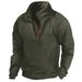 2025 Fashion Outerwear Men's Stand Collar Half Zipper Pure Color Long Sleeve Casual Sport Slim Sweatshirts_viptrois.com