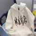 Streetwear Hoodie With Bold Letter Print – Unisex Oversized Fit, High Cotton Blend, S-2XL (White-Grey Colorway)_viptrois.com
