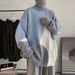 Unisex High-Neck Sweater – Oversized Drop-Shoulder Pullover (Korean Streetwear, Winter Layering, Loose Fit, Soft Polyester Knit)_viptrois.com