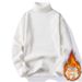 Pure Autumn Winter High Collar Solid Color Men Slim Fit Fleece Lined Warm Pullover Knitted Sweater Versatile Base Laer_viptrois.com