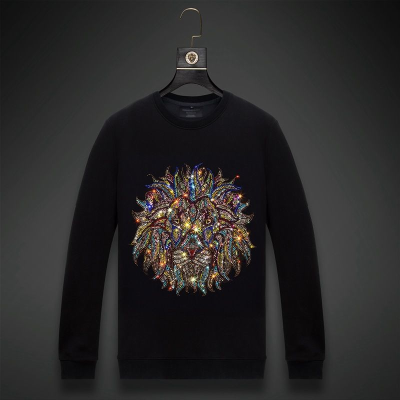 Men's Clothing Lion Head Men's Sweatshirt New Style Trend Spring Autumn Winter Couple Loose Versatile Tops Jacket Round Neck_viptrois.com