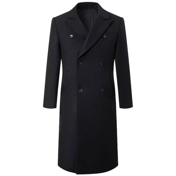 Loom Loom Treasure Quilted Extra Long Slim Thickened Over-the-Knee Double-Breasted Woolen Jacket Winter European And American_viptrois.com