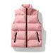 Men's Quilted Sleeveless Vest With Zip Pockets Warm Winter Padded Jacket For Spring, Slim Fit Stand Collar,Cotton Blend Fabric (Black/White/Pink)_viptrois.com