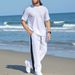 Men's Summer Waffle Knit Short Sleeve Set – Breathable & Casual (T-Shirt & Shorts, S-XXXL)_viptrois.com