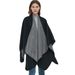 Unisex Autumn/Winter trim solid color cashmere double side black grey split cape_viptrois.com