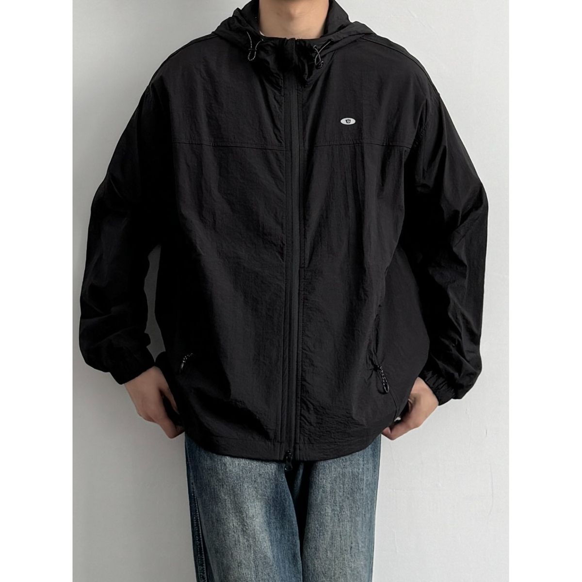 Men's Lightweight Fishing Sun Hoodie Breathable UV Protection Shirt Loose Fit Summer Windbreaker With Hood, Casual Outdoor Jacket For Hiking, Travel_viptrois.com