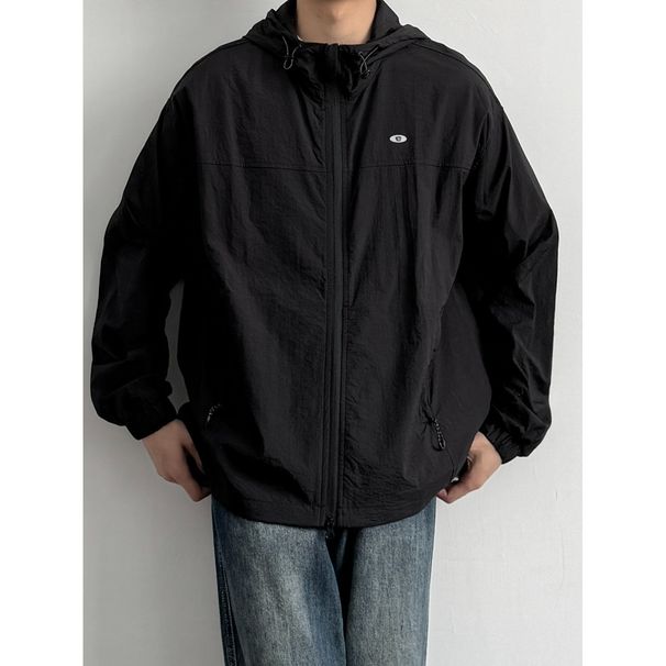 Men's Lightweight Fishing Sun Hoodie Breathable UV Protection Shirt Loose Fit Summer Windbreaker With Hood, Casual Outdoor Jacket For Hiking, Travel_viptrois.com
