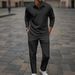Men's Jacquard Polo & Trouser Set – Breathable Summer Linen-Blend Suit With Lapel Collar (White/Gray/Black, S-XXXL)_viptrois.com