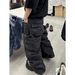 Vintage Washed Cotton Cargo Pants With Double Pockets – Relaxed Fit, Distressed Details, Streetwear Style_viptrois.com
