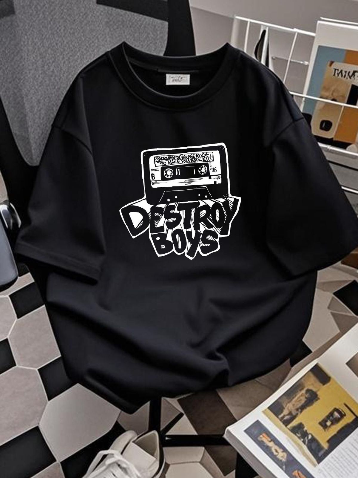 Destroy Cassette Punk, Garage Rock Destroy Essential T-Shirt Fashion Soft Top For Everyday Wear Casual Summer Streetwear Breathable Stretched_viptrois.com