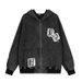 Vintage Washed Character Patch Hoodie Unisex Street Style Loose Casual Black Autumn Cardigan Jacket_viptrois.com