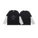 American-style Washed Letter Print Fake Two-piece Spliced Long-sleeve T-shirt, Unisex Trendy Loose Fit_viptrois.com
