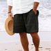 Men's Clothing New Cotton And Linen Shorts With Multiple Pockets And Drawstring Men's Striped Beach Pants_viptrois.com