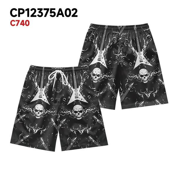 Premium Products Men's Casual Daily Versatile Hawaiian Beach Flower With Personalized Skull Print And Shorts_viptrois.com
