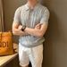 2025 Summer Polo Collar Short Knitted Sweater Cable Knit Texture Men's Simple Versatile Elegant Korean Style Half Sleeve_viptrois.com