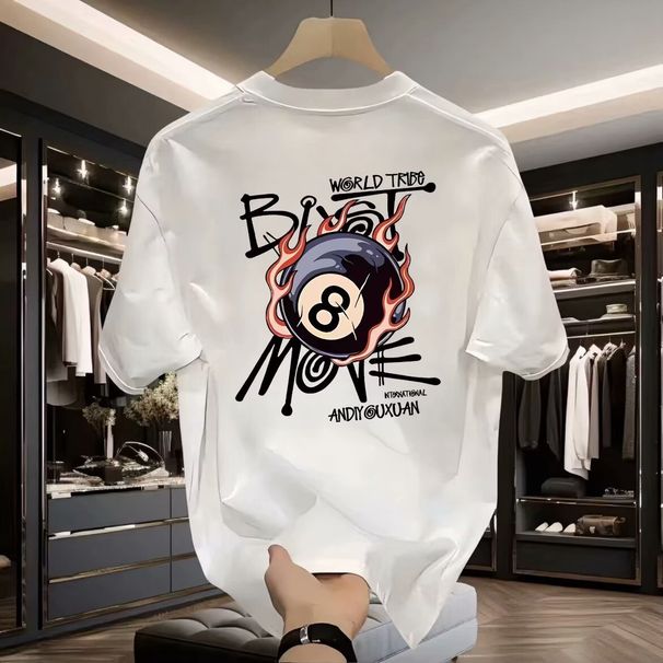 Men's Clothing Pure Cotton Printed Short Sleeved Trend Casual Round Neck T Shirt_viptrois.com