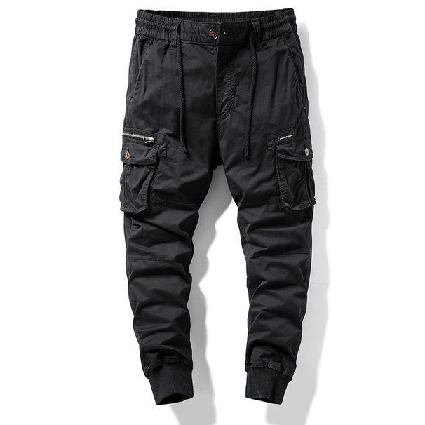 Men's Japanese Style Work Pants - Summer Casual Loose Fit Cargo Pants With Multi-Pockets, Military Green/Khaki/Black/Gray_viptrois.com
