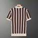 Half Zipper Striped Polo Shirt Light Mature Style Summer Men's Short Sleeved T Shirt Trendy Korean Version Knitted Casual Half Sleeves_viptrois.com