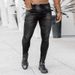 Men's Ins Trend Black Slim Fit High Waist Denim Small Leg Pants Men_viptrois.com