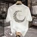 2024 Summer New Men's Short Sleeved With Creative Letter Printing On The Back, Trendy Ins Street Half Sleeve T-shirt_viptrois.com