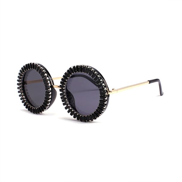 New Diamond-encrusted Round Frame Sunglasses Cross-border Party Dance Woven Men's And Women's Sunglasses Sunglasses Glasses_viptrois.com