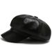8-Pointed PU Leather British Style Duckbill Cap Women Autumn Winter New Korean Fashion Beret_viptrois.com