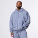Vintage Washed Hooded Zip-Up Sweatshirt - Oversized Drop Shoulder Unisex Pullover With Fleece Lining (Black, Washed Green, More)_viptrois.com