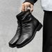 Wind Square Head Thick Sole Heightening Martin Boots Retro Tooling Boots Business Men's Boots_viptrois.com