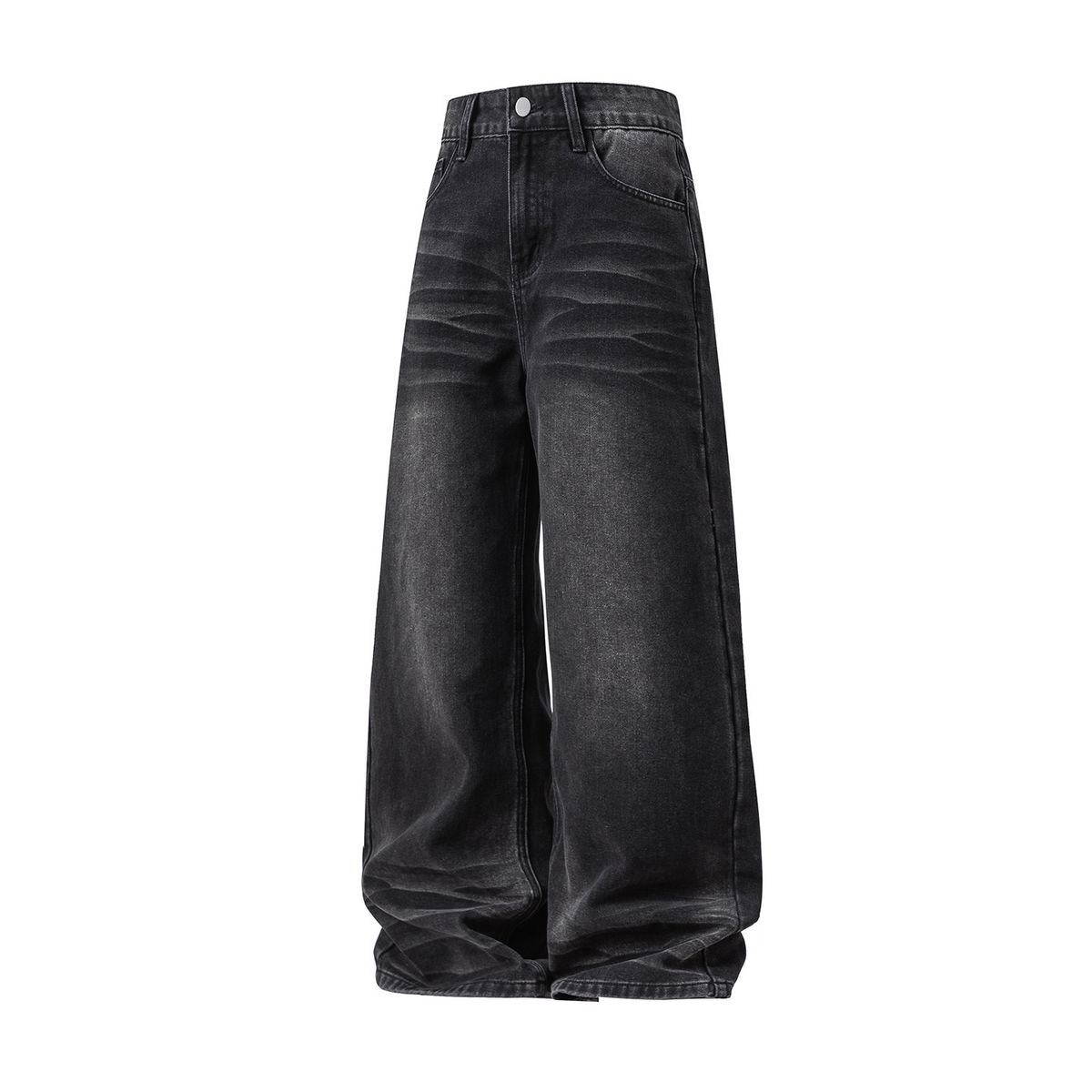 Men's Clothing Men's Autumn New American High Street Loose Straight Leg Trousers With Cat Whisker Distressed Washed Jeans_viptrois.com