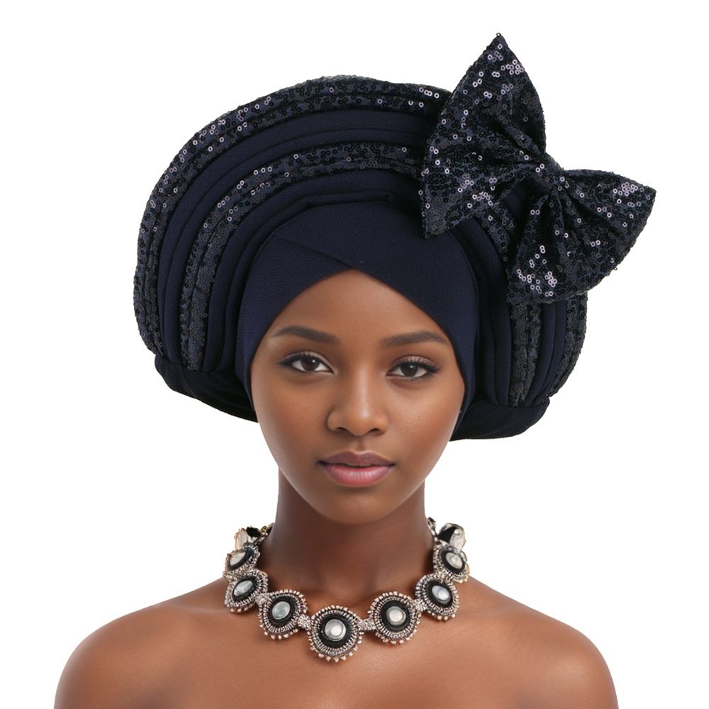 Women's Scarves Heavy Industry Wedding Hat Baotou Hat Hat Sequin Bowknot Multilayer New_viptrois.com