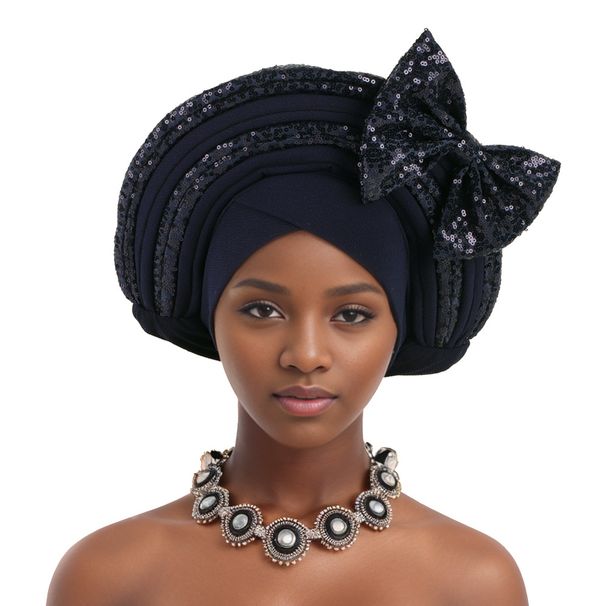 Women's Scarves Heavy Industry Wedding Hat Baotou Hat Hat Sequin Bowknot Multilayer New_viptrois.com