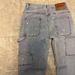 Men's Clothing Men's Denim Cargo Pants, European And American Fashion, Popular On Instagram Style, Stretch Patch Denim Layered Flared Pants 05_viptrois.com