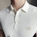 Men's High Elasticity Waffle Knit Ice Silk Polo Shirt Short Sleeved Seamless Embroidered Business Top for Men_viptrois.com