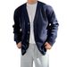 Men's Solid V-Neck Knit Cardigan - Lightweight Open Front Sweater For Autumn, Casual Loose Fit, Versatile Styling_viptrois.com