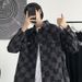 American Checkerboard Denim Jacket Men's Spring And Autumn Ins Trendy Brand Loose Ruffian Handsome Fried Street Casual Tooling Top_viptrois.com