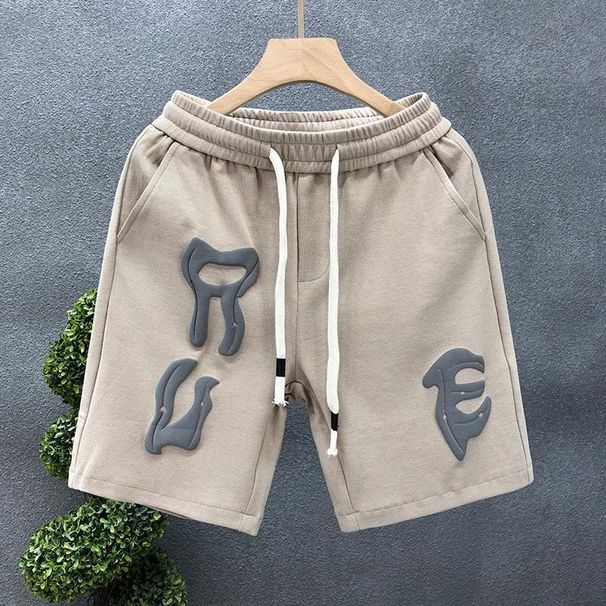 Trendy Brand Summer Men's 2025 New Letter Printed Sp And Leisure Five Quarter Pants Straight Tube Versatile Beach_viptrois.com