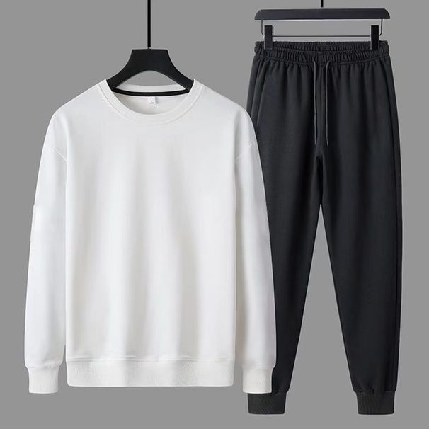 2025 Autumn sportswear hoodie set, round neck running hoodie, leg binding pants, men's long sleeved casual two-piece set 5e87_viptrois.com