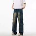 Men's Clothing Niche Design Washed Distressed Workwear Jeans For Men Trendy Cleanfit Loose Straight Leg Trousers For Men And Women_viptrois.com