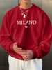 Men's Loose Casual Fashion MILANO 96 Letter Pattern Printed Round Neck Long Sleeved Sportswear For Autumn And Winter_viptrois.com