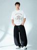 European Style Men's Short Sleeve T-Shirt, Vintage Paris Building MAISON DE L'OMBRE Print, Casual Round Neck Streetwear Tee_viptrois.com