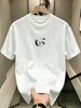 100% Cotton Men Casual T-shirt Metallic Silver CS Abstract Print Crew Neck Short Sleeve Daily Streetwear Top_viptrois.com