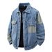 Men's Clothing Spring And Autumn Large Size Patchwork Denim Jacket Men's Long Sleeve Casual Loose Top Douyin Hot Style Fashion Trend Thick Jacket_viptrois.com