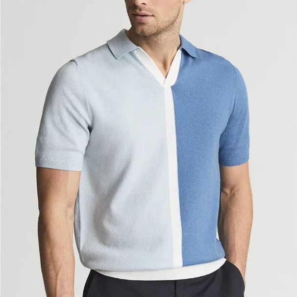 Men's Clothing Color Knitted Polo Shirt Short Sleeve Casual Pullover Top_viptrois.com