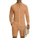 Men's Linen Blend Long Sleeve Shirt & Cargo Shorts Set | Relaxed Fit Multi-Pocket Workwear Style Summer Outfit_viptrois.com