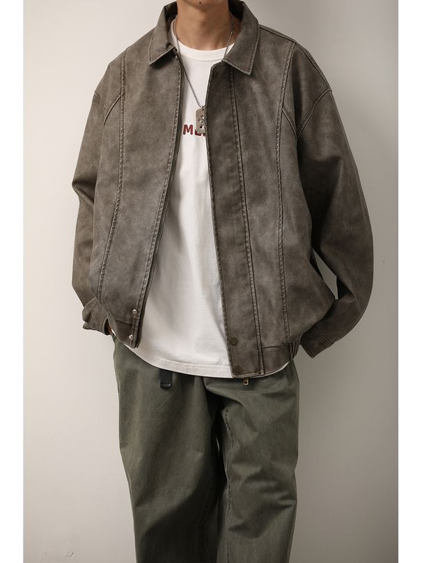 Men's Clothing American Style Trendy Motorcycle Jacket For Men, Spring And Autumn New Style, Retro Distressed Loose Casual Couple Jacket Top._viptrois.com