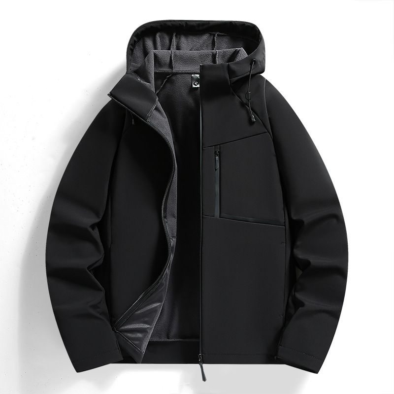 Men's Softshell Jacket – Fleece-Lined Winter Coat With Hood, Windproof & Warm Stand Collar Outerwear (L-5XL) Unisex Oversized Casual Parka_viptrois.com