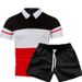 Summer Men's Short Sleeve Polo Shirt Stylish Two Tone Patchwork Webbing Design Casual Top New_viptrois.com